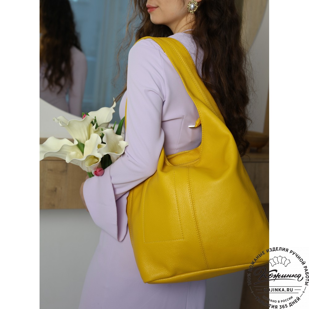 Женская кожаная сумка "Винтаж" (жёлтая) 